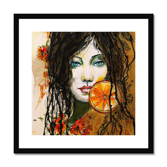 Woman with Orange Framed & Mounted Print